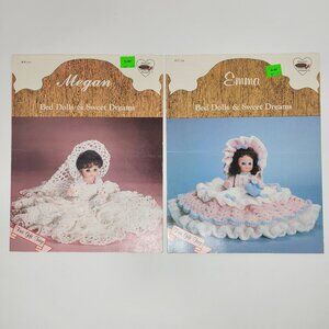 1987 Dumplin Designs Crochet Patterns 13" Bed Dolls & Sweet Dreams Megan & Emma